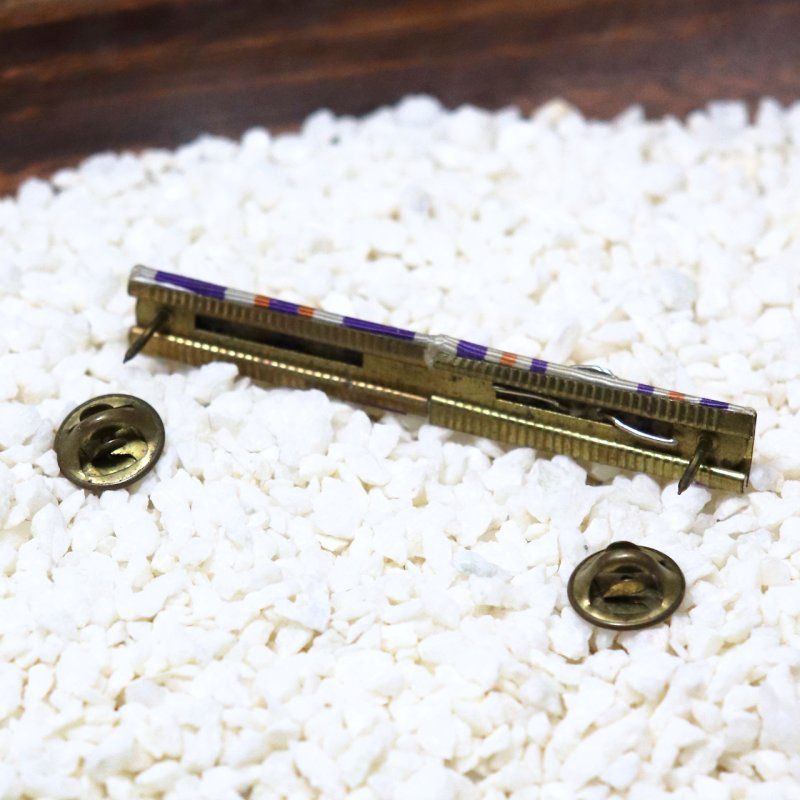 ヴィンテージUSミリタリーリボン略綬ピンバッジ紫橙｜米軍マリーン海兵隊予備役将校訓練弾パレードリボン略章