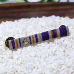 ヴィンテージUSミリタリーリボン略綬ピンバッジ紫橙｜米軍マリーン海兵隊予備役将校訓練弾パレードリボン略章