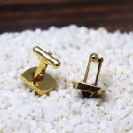 USAヴィンテージブルーラインストーンカフスボタン｜青石ゴールド&シルバーコンビカラーカフリンクス