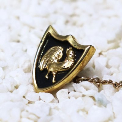 画像1: USAヴィンテージシールド&ルースターのタイタックピン|盾と雄鶏ネクタイピン・ピンバッジ