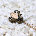 USAアンティークヴィクトリアンカリグラフィC彫金ハットピン｜ブローチ・ピンバッジ