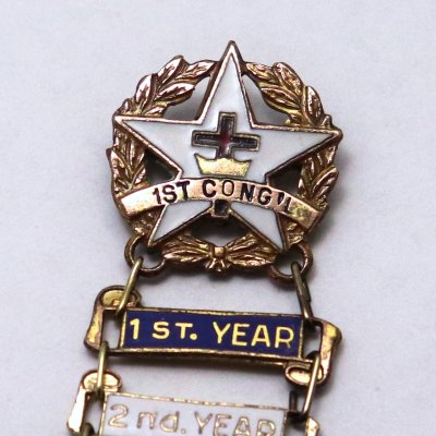 画像2: USAヴィンテージキリスト教日曜学校階級ブローチ1st CONG'L・4th YEARバッジ｜サンデースクール・十字架ピンバッジ