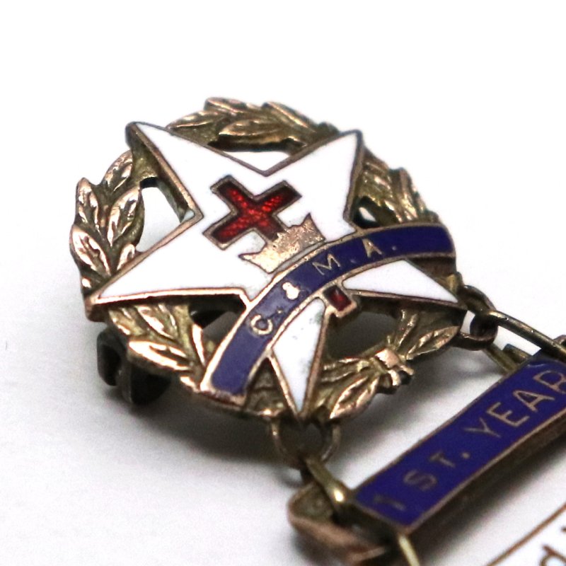 USAヴィンテージキリスト教日曜学校階級ブローチC.&M.A.・8th YEARバッジ｜サンデースクール・十字架ピンバッジ