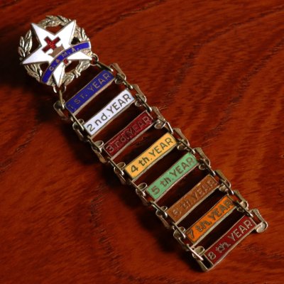 画像1: USAヴィンテージキリスト教日曜学校階級ブローチC.&M.A.・8th YEARバッジ|サンデースクール・十字架ピンバッジ