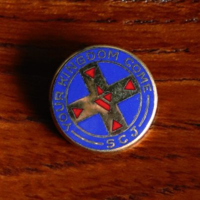 画像1: USAヴィンテージYOUR KINGDOM COME SCJブローチ｜エナメルピンバッジ