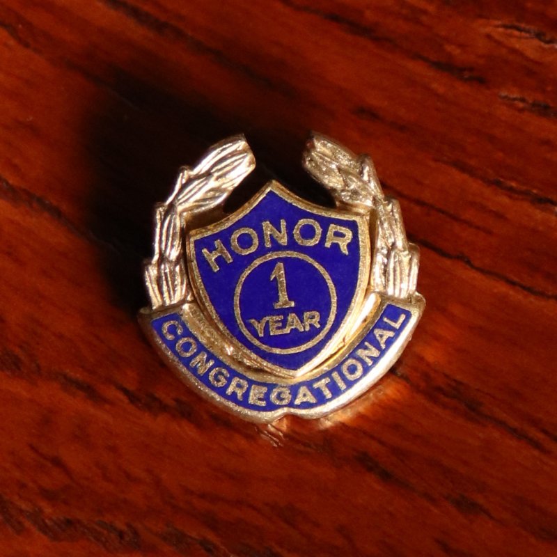USAヴィンテージキリスト教名誉会衆ブローチ｜CONGREGATIONAL HONOR 1YEARピンバッジ
