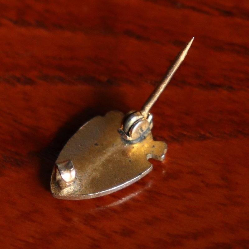 USAヴィンテージクリスチャンブローチ青｜キリスト教ピンバッジ十字架・ランプ