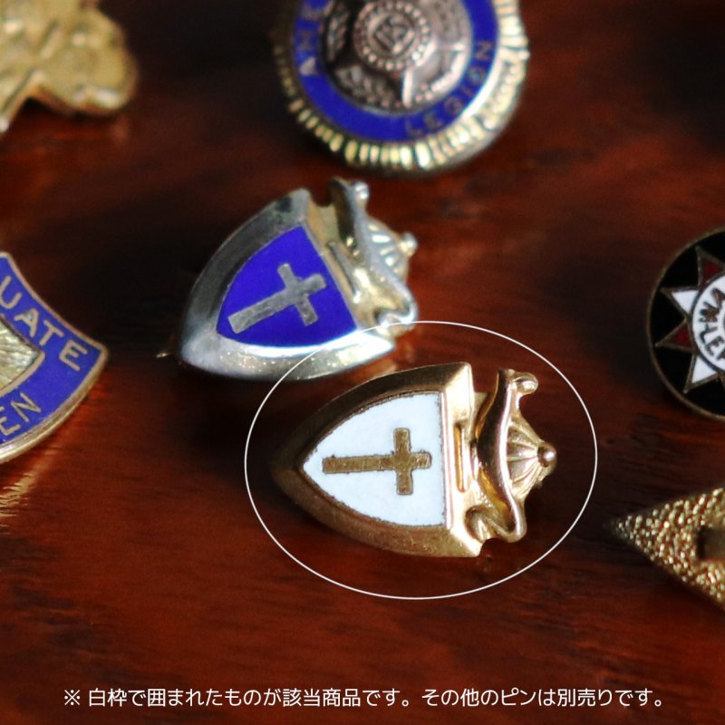 画像6: USAヴィンテージクリスチャンブローチ白｜キリスト教ピンバッジ十字架・ランプ (6)