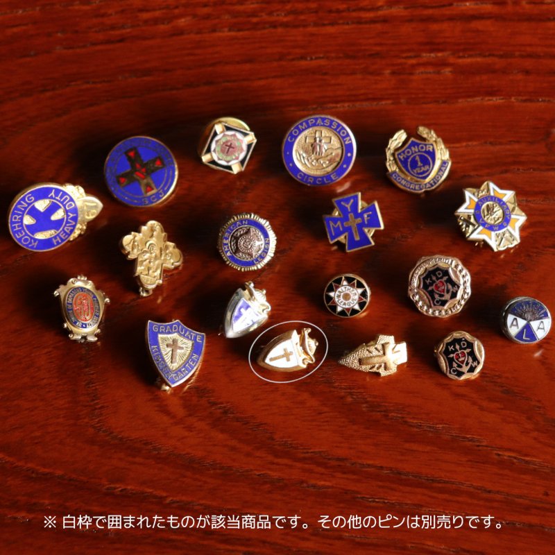 画像8: USAヴィンテージクリスチャンブローチ白｜キリスト教ピンバッジ十字架・ランプ (8)