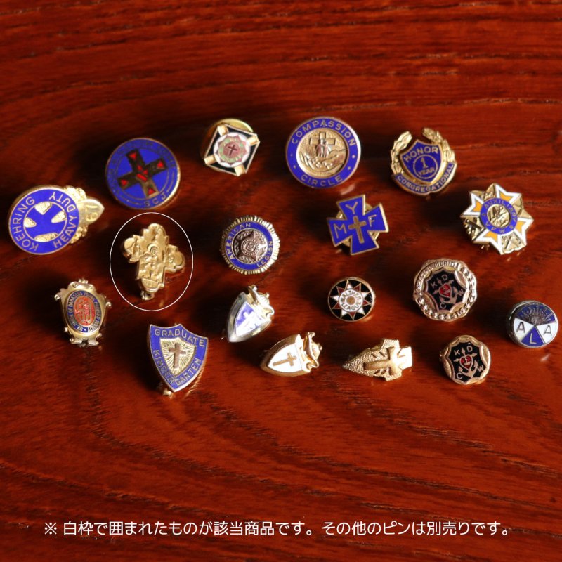 USAヴィンテージクリスチャンブローチ聖体拝領記念4Way Cross｜キリスト教ピンバッジ