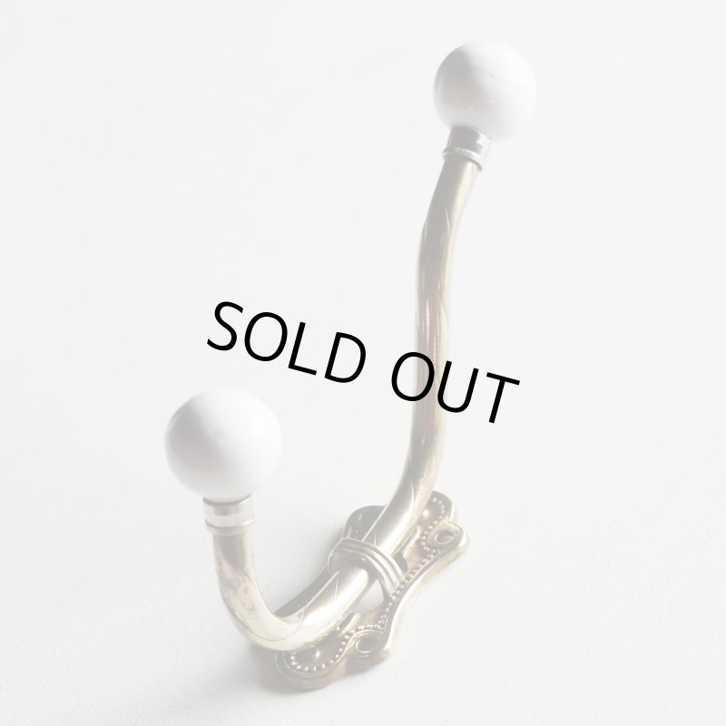 アンティーク真鍮・陶器建具金物｜ブラスコートフック・壁掛けダブルウォールフック