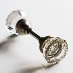 アンティークガラスドアノブ硝子真鍮座金ドアハンドル・Antique glass door knob