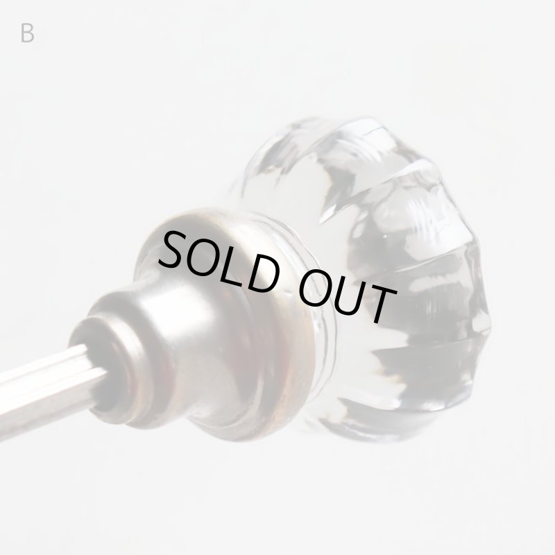 アンティークガラスドアノブ硝子真鍮座金ドアハンドル・Antique glass door knob