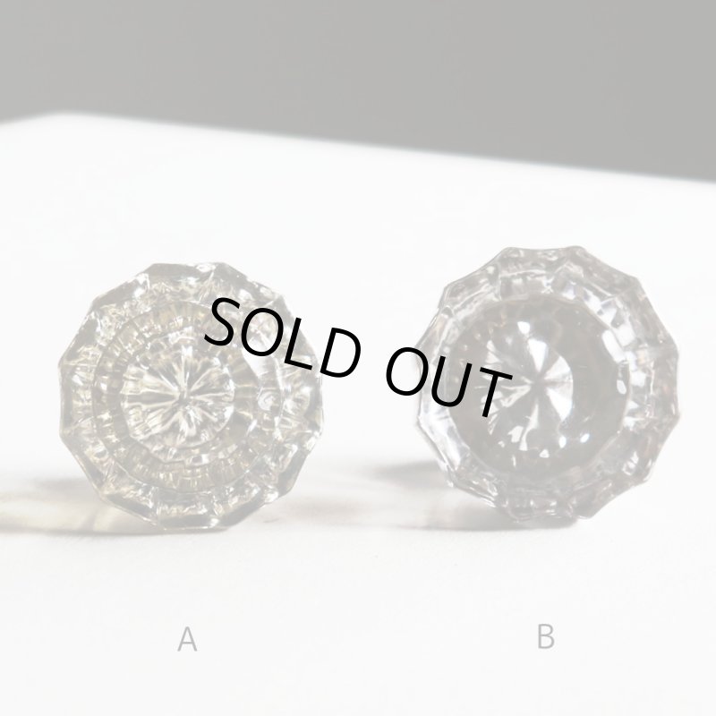 アンティークガラスドアノブ硝子真鍮座金ドアハンドル・Antique glass door knob
