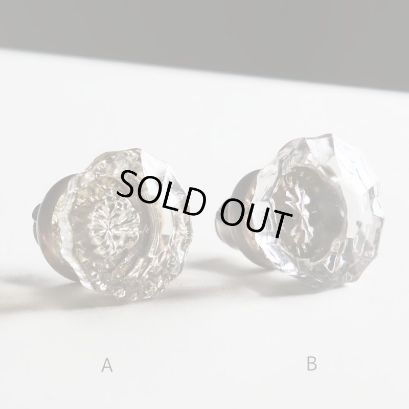 アンティークガラスドアノブ硝子真鍮座金ドアハンドル・Antique glass door knob