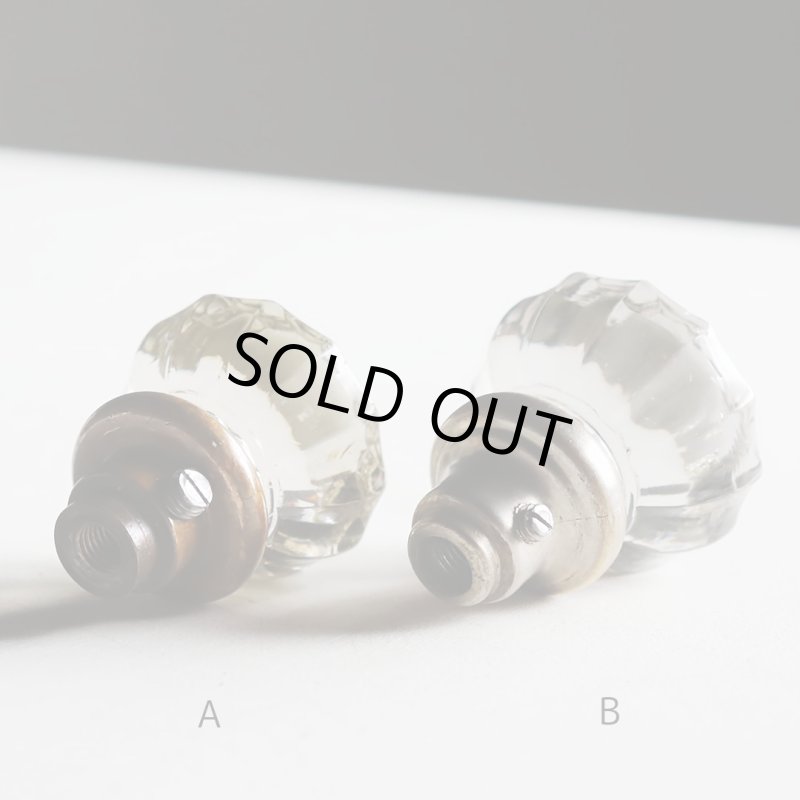 アンティークガラスドアノブ硝子真鍮座金ドアハンドル・Antique glass door knob
