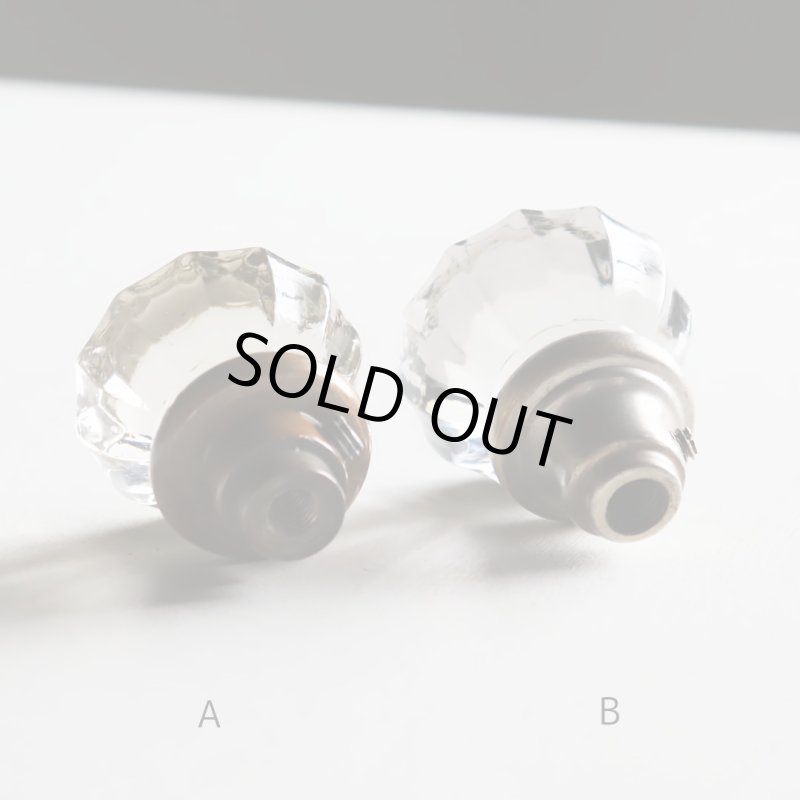 アンティークガラスドアノブ硝子真鍮座金ドアハンドル・Antique glass door knob