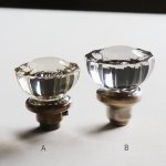 アンティークガラスドアノブ硝子真鍮座金ドアハンドル・Antique glass door knob