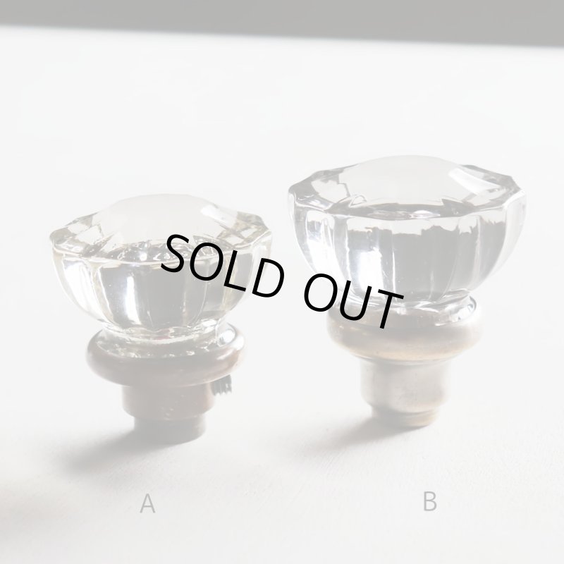 アンティークガラスドアノブ硝子真鍮座金ドアハンドル・Antique glass door knob