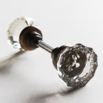 アンティークガラスドアノブ硝子真鍮座金ドアハンドル・Antique glass door knob