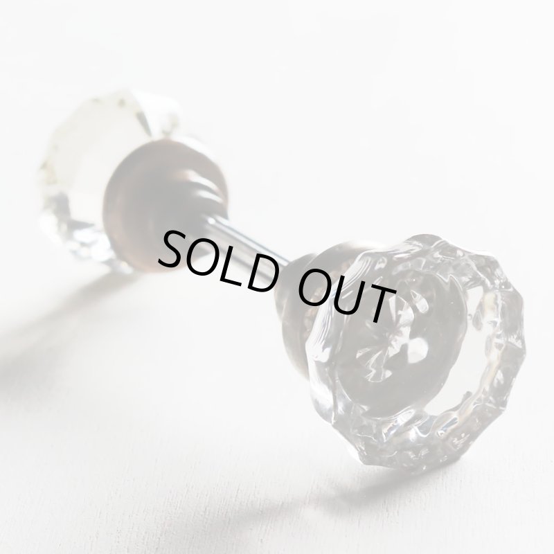 アンティークガラスドアノブ硝子真鍮座金ドアハンドル・Antique glass door knob