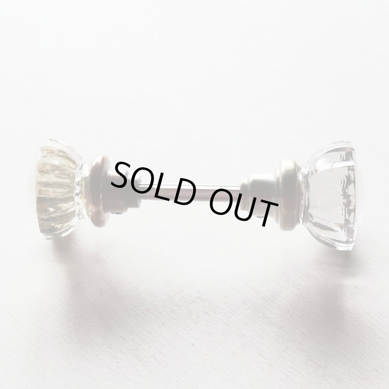 アンティークガラスドアノブ硝子真鍮座金ドアハンドル・Antique glass door knob