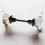 アンティークガラスドアノブ硝子真鍮座金ドアハンドル・Antique glass door knob