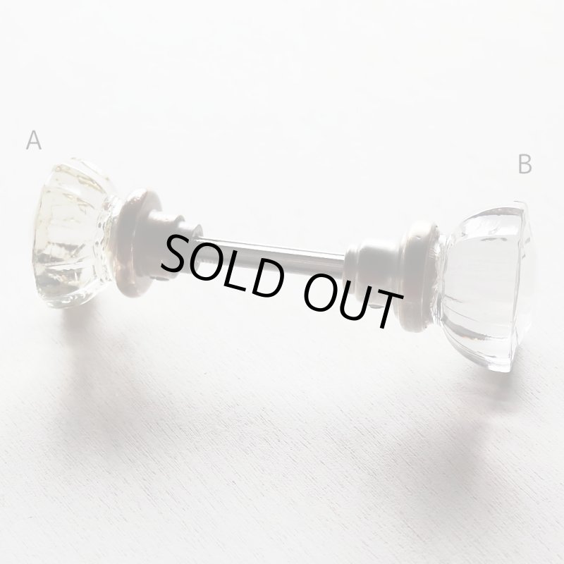 アンティークガラスドアノブ硝子真鍮座金ドアハンドル・Antique glass door knob