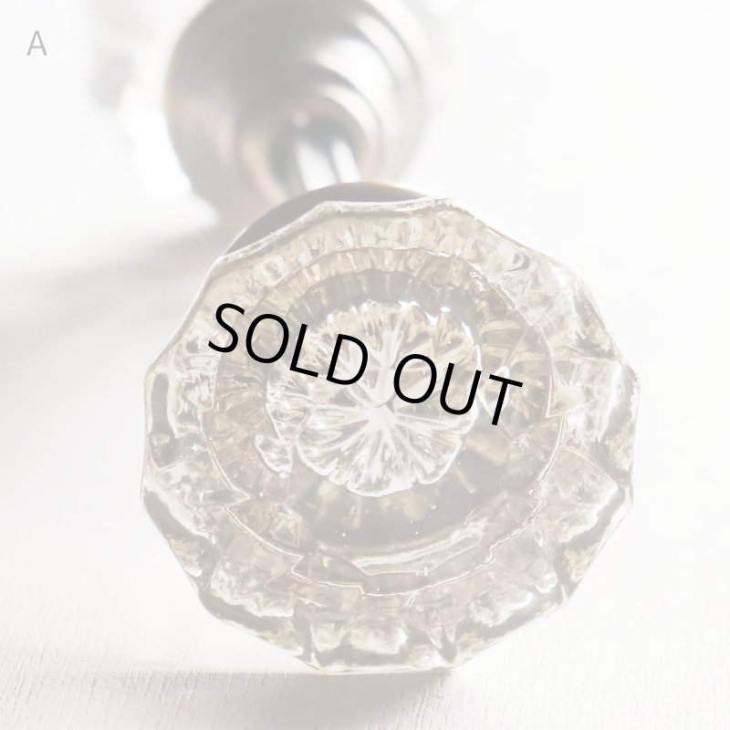 アンティークガラスドアノブ硝子真鍮座金ドアハンドル・Antique glass door knob
