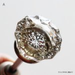 アンティークガラスドアノブ硝子真鍮座金ドアハンドル・Antique glass door knob