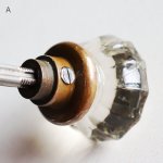 アンティークガラスドアノブ硝子真鍮座金ドアハンドル・Antique glass door knob