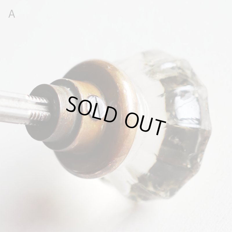 アンティークガラスドアノブ硝子真鍮座金ドアハンドル・Antique glass door knob