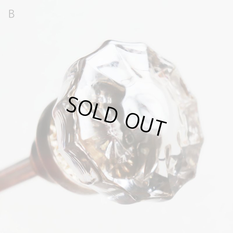 アンティークガラスドアノブ硝子真鍮座金ドアハンドル・Antique glass door knob