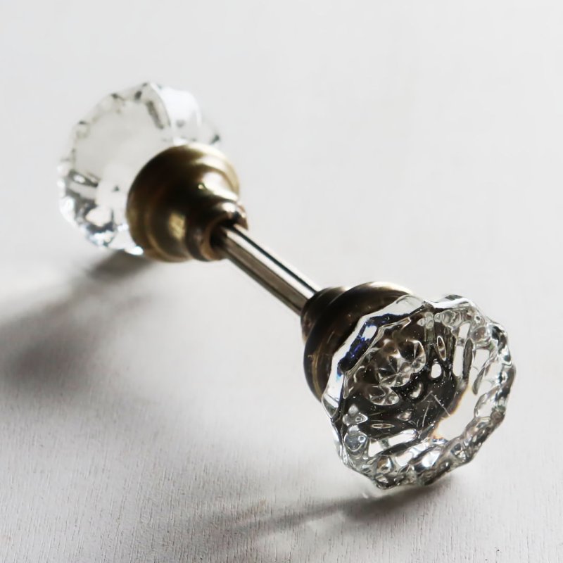 画像2: アンティークガラス製ドアノブB|USAヴィンテージ硝子ノブ真鍮座金ドアハンドル取手 (2)