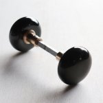 アンティークブラックガラスドアノブハンドル・Antique glass door knob black