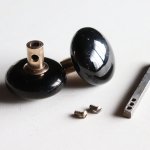 アンティークブラックガラスドアノブハンドル・Antique glass door knob black