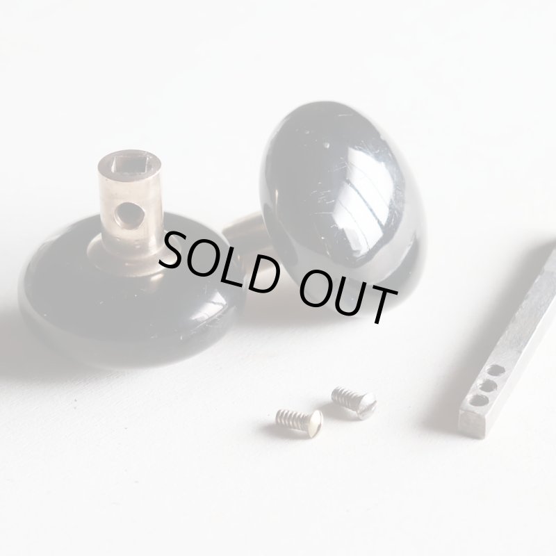 アンティークブラックガラスドアノブハンドル・Antique glass door knob black