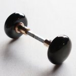 アンティークブラックガラスドアノブハンドル・Antique glass door knob black