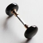 アンティークブラックガラスドアノブハンドル・Antique glass door knob black