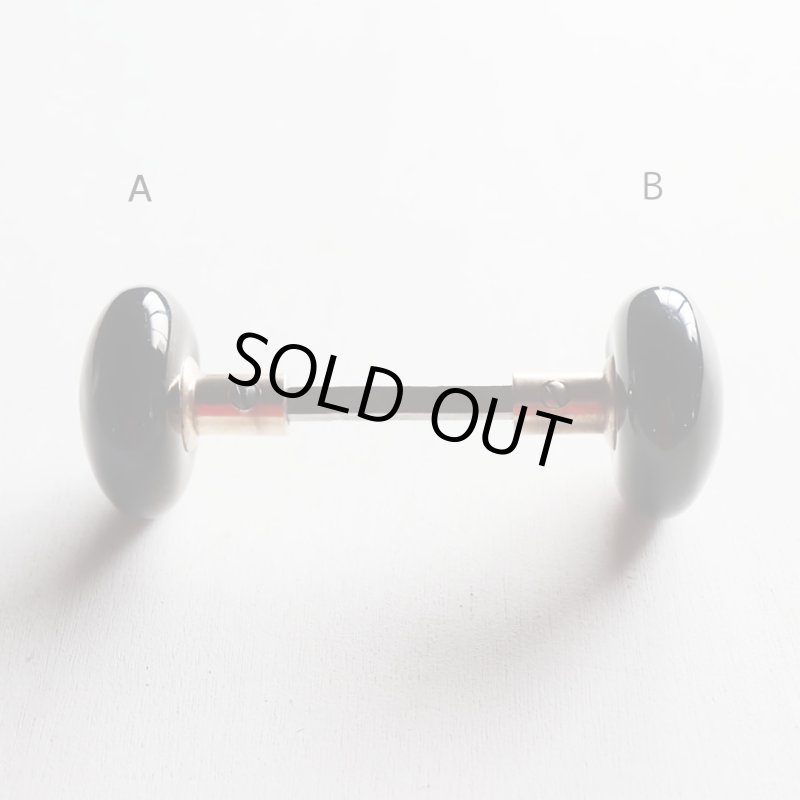 アンティークブラックガラスドアノブハンドル・Antique glass door knob black