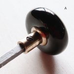 アンティークブラックガラスドアノブハンドル・Antique glass door knob black