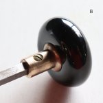 アンティークブラックガラスドアノブハンドル・Antique glass door knob black