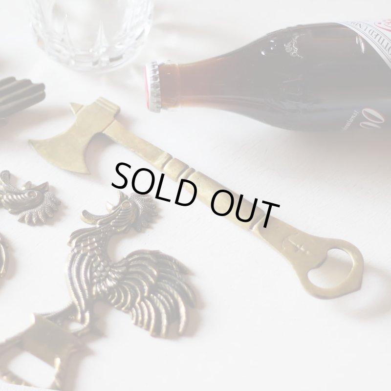 斧・錨のブラス真鍮ボトルオープナー栓抜き｜アンティークキッチン雑貨