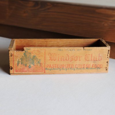 画像1: USAヴィンテージ木製チーズボックスWindsor Club｜アンティークキッチン雑貨Cheese wood box