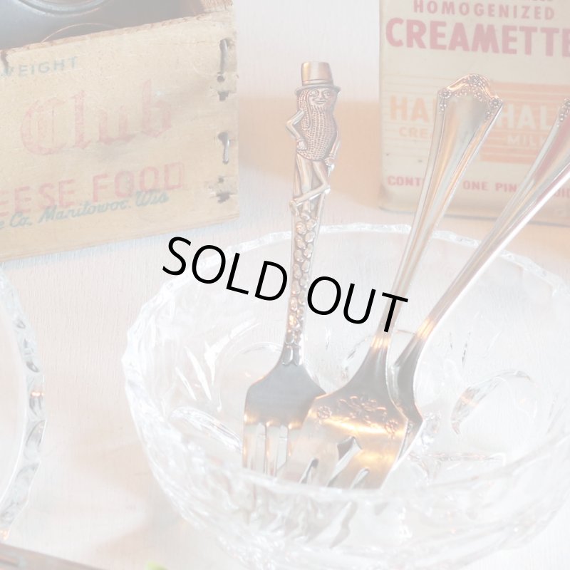 USAヴィンテージ1940年代ミスターピーナッツシルバープレートフォーク｜Mr. Peanut silver plate fork