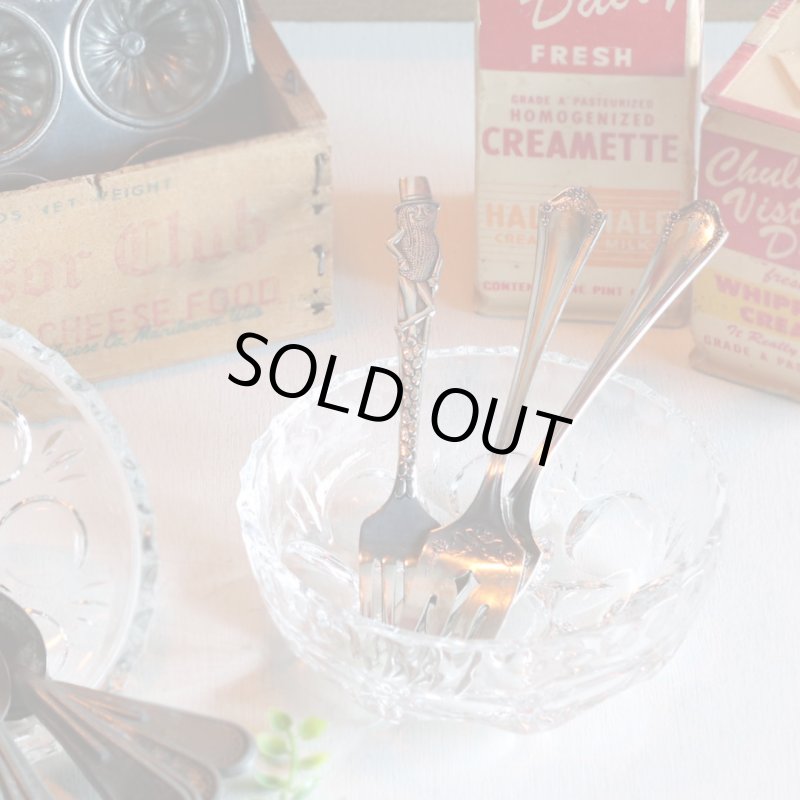 USAヴィンテージ1940年代ミスターピーナッツシルバープレートフォーク｜Mr. Peanut silver plate fork