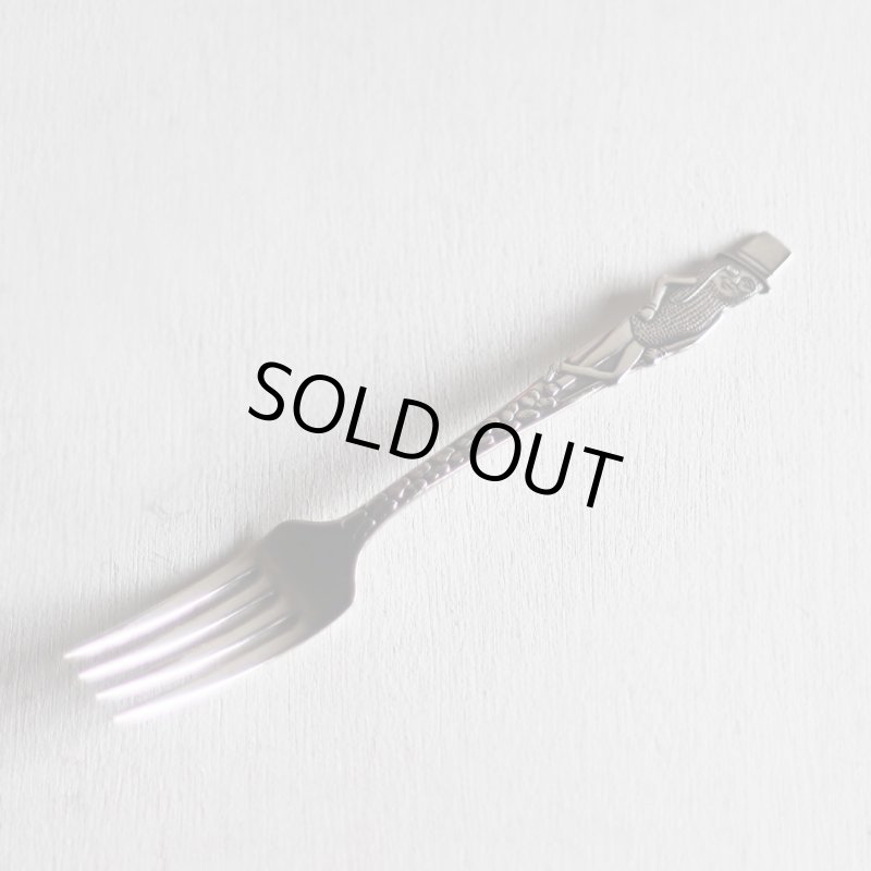 USAヴィンテージ1940年代ミスターピーナッツシルバープレートフォーク｜Mr. Peanut silver plate fork