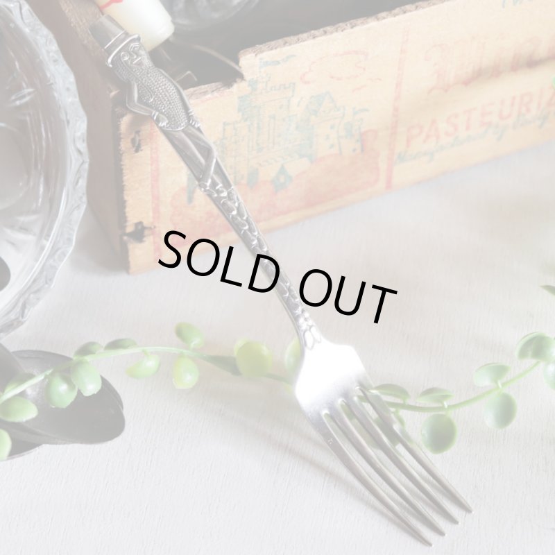 USAヴィンテージ1940年代ミスターピーナッツシルバープレートフォーク｜Mr. Peanut silver plate fork