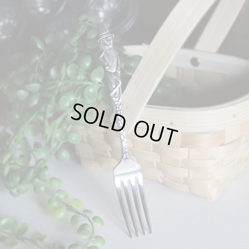 USAヴィンテージ1940年代ミスターピーナッツシルバープレートフォーク｜Mr. Peanut silver plate fork