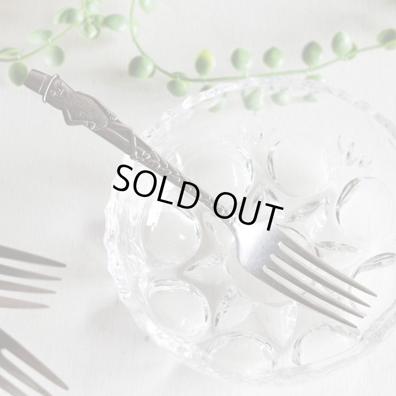 USAヴィンテージ1940年代ミスターピーナッツシルバープレートフォーク｜Mr. Peanut silver plate fork